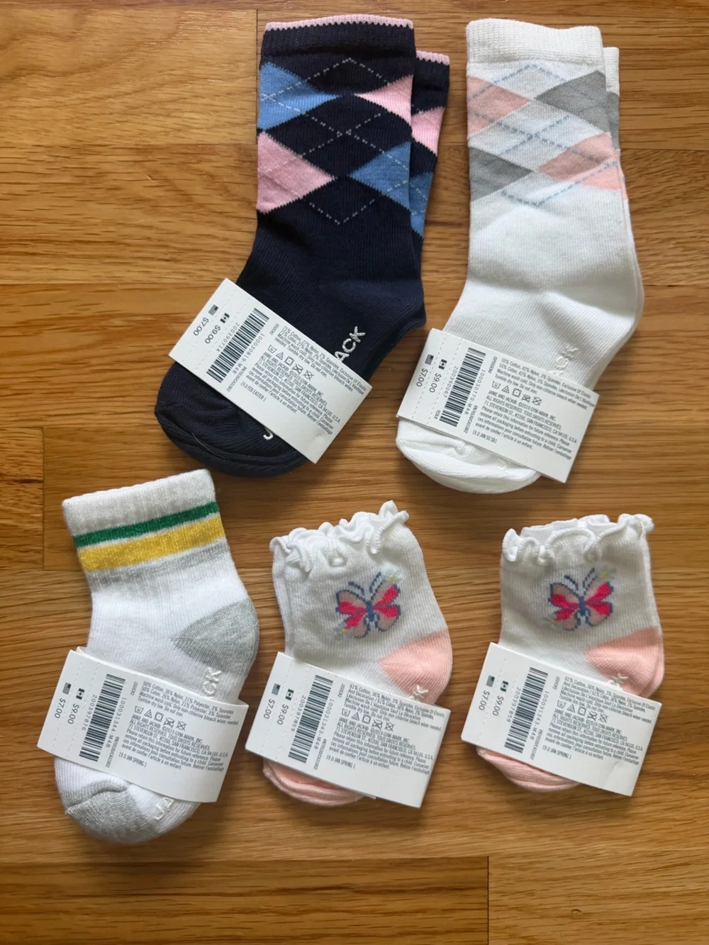 Janie and Jack Sock Lot - Navy, White, Pink, Gray, Yellow